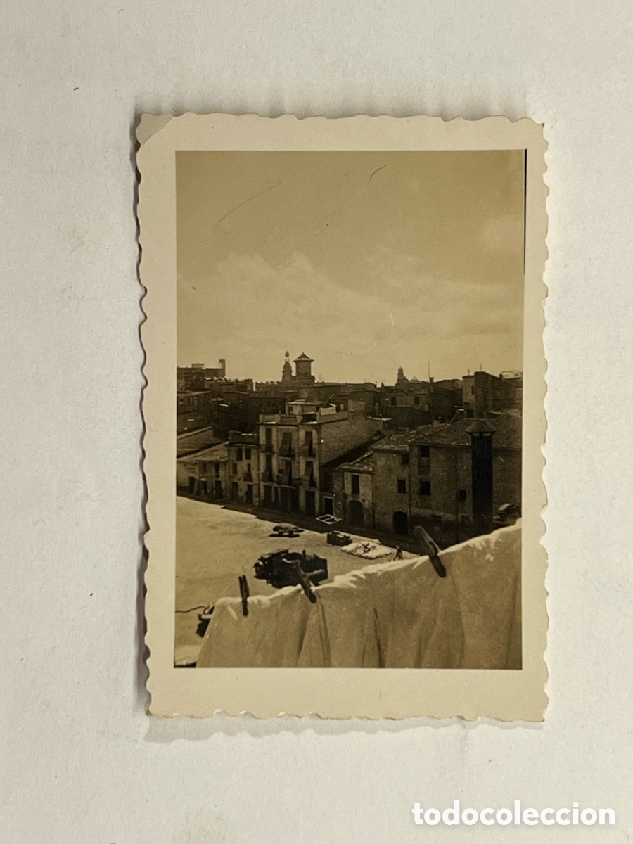 Fotograf&iacute;a antigua: CASTELL&Oacute;N&hellip; Puesta de Sol.. Vista Plaza y Torre del Reloj al fondo.. Pre-Guerra Civil (h.1936?)