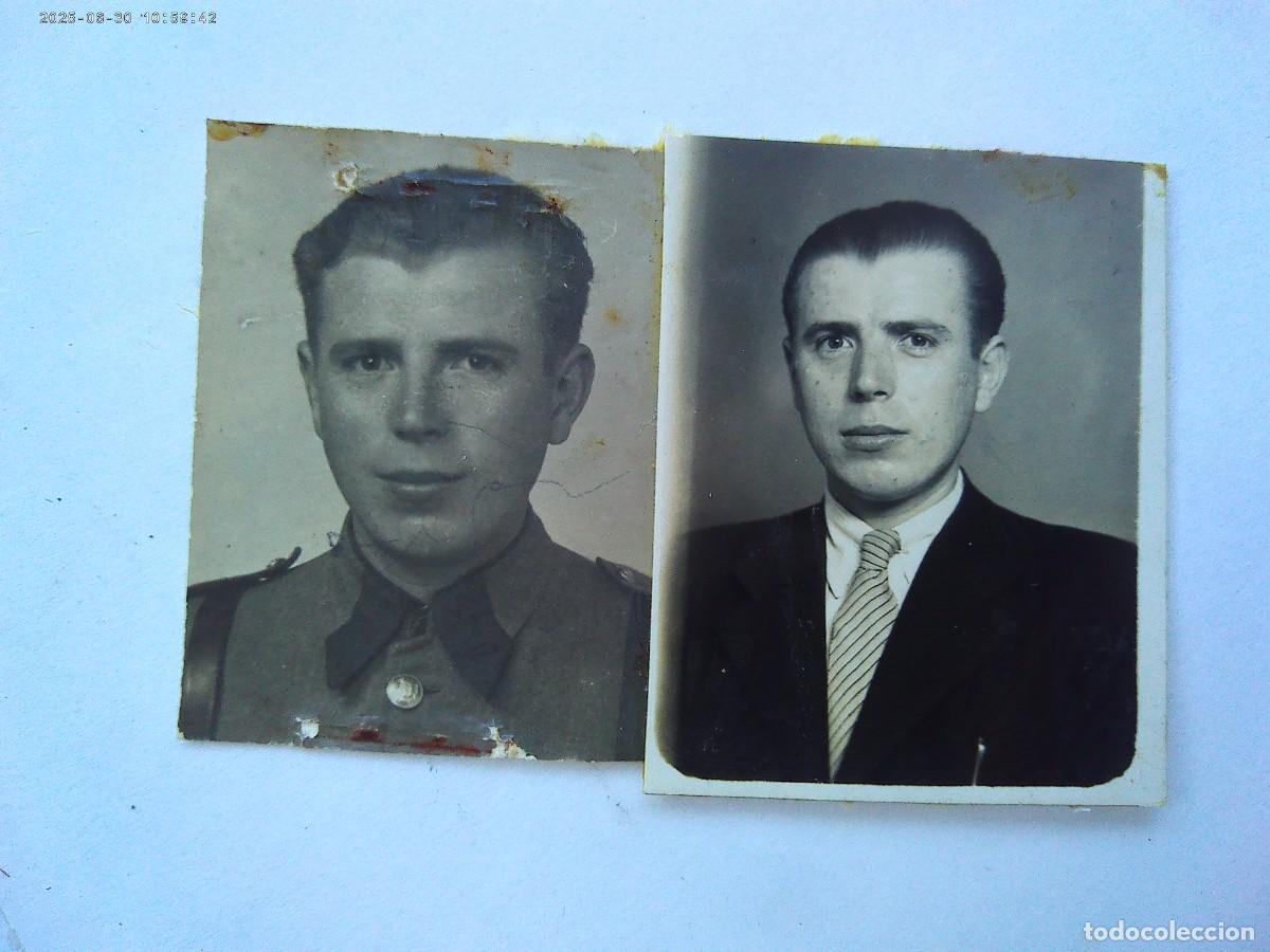 Fotograf&iacute;a antigua: POLICIA ARMADA : LOTE DE 2 FOTOS DE UN AGENTE , DE UNIFORME Y DE CIVIL , A&Ntilde;OS 40