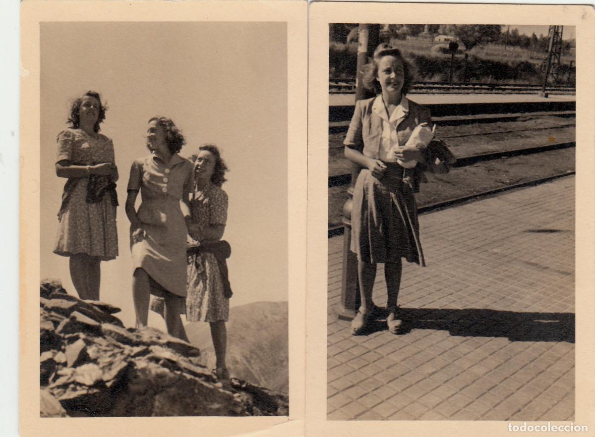 Fotograf&iacute;a antigua: 2 fotos. Chicas junto a las v&iacute;as del tren. A&ntilde;os 40 pc