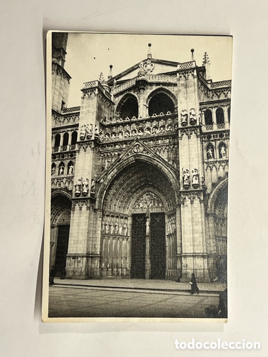 Fotograf&iacute;a antigua: TOLEDO. Fotograf&iacute;a Fachada Catedral Santa Maria&hellip; (h.1960?) Med&iacute;das: 14 x 9 cm