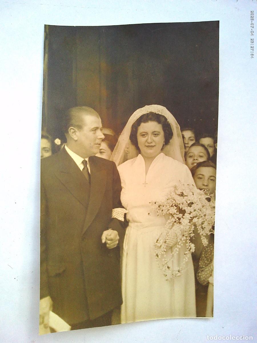 Fotograf&iacute;a antigua: BONITA FOTO DE BODA . DE YA&Ntilde;EZ , SEVILLA ..... 10 X 17 CM