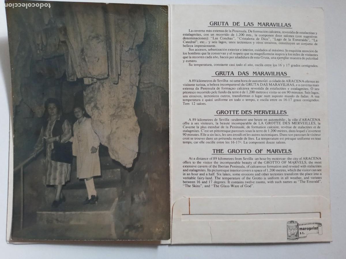 Fotograf&iacute;a antigua: FOTO MINUTERO DE RECUERDO DE LA GRUTA DE LAS MARAVILLAS ( ARACENA ) .. 12 X 18 CM , EN CARPETA