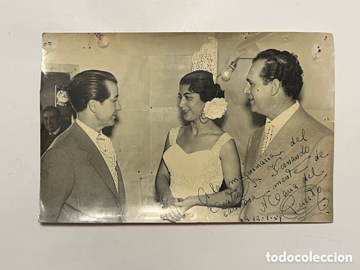 Fotograf&iacute;a antigua: SEVILLA. Teatro San Fernando, Maria del Puerto, Juanito Valderrama y Manolo el Malague&ntilde;o (a.1959)