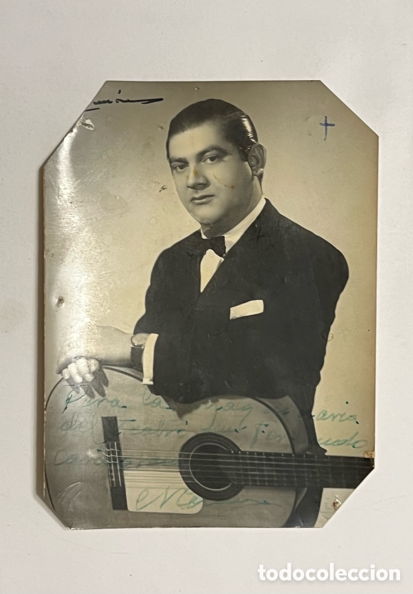 Fotograf&iacute;a antigua: MANOLO MOLINA, Guitarrista Flamenco 1923-1962, Aut&oacute;grafo con dedicatoria (h.1950?)