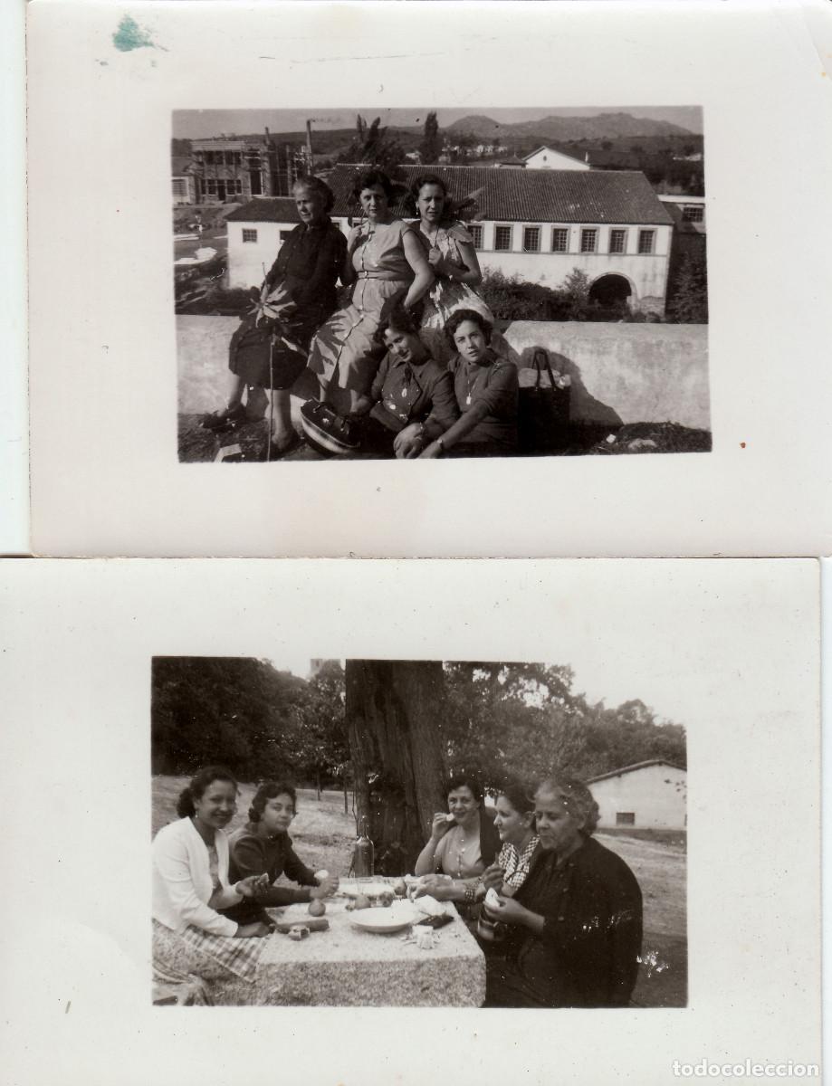 Fotograf&iacute;a antigua: 2 fotos. F&aacute;brica con chimenea. Comida en el caser&iacute;o. Pa&iacute;s Vasco? A&ntilde;os 50 pc