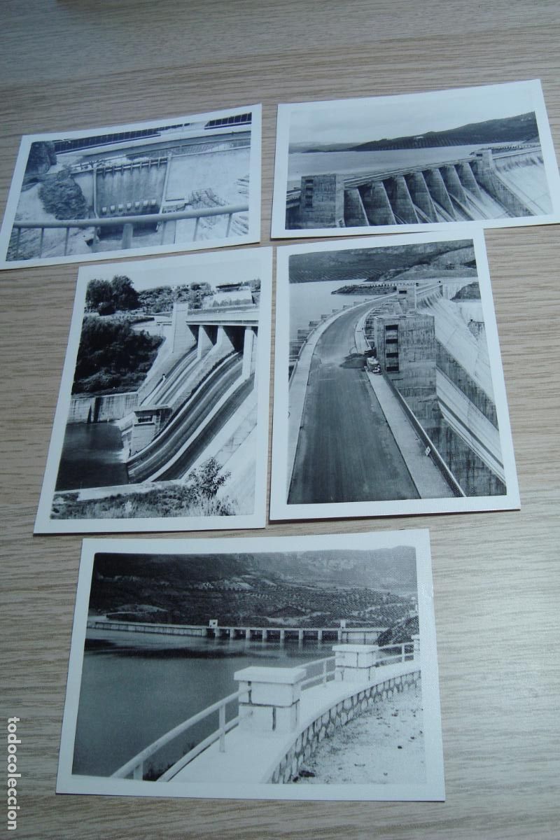 Fotograf&iacute;a antigua: ANTIGUO CONJUNTO 5 FOTOGRAFIAS PRESA PANTANO IZNAJAR CORDOBA 1971.