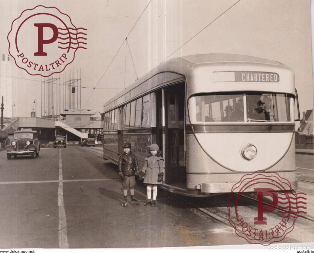 Alte Fotografie: BRITTRAMWAY CHICAGO 1934 USA 21*17CM