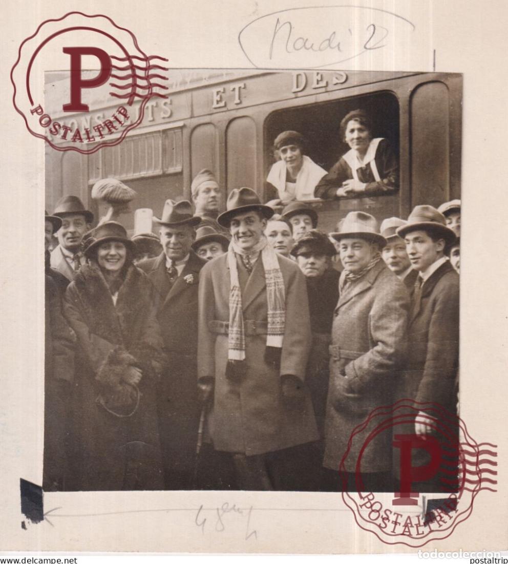 Antique Photography: GEORGE CARPENTIER GARE SAINT LAZARE 1921 BOXE BOXEUR 16*15CM