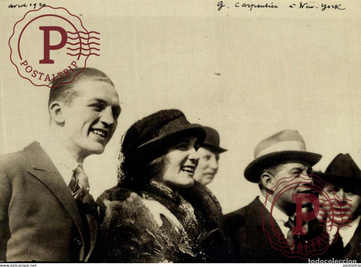 Antique Photography: GEORGE CARPENTIER A NEW YORK BOXEUR BOXE 1930 MANAGER DECAMPS 16*12CM