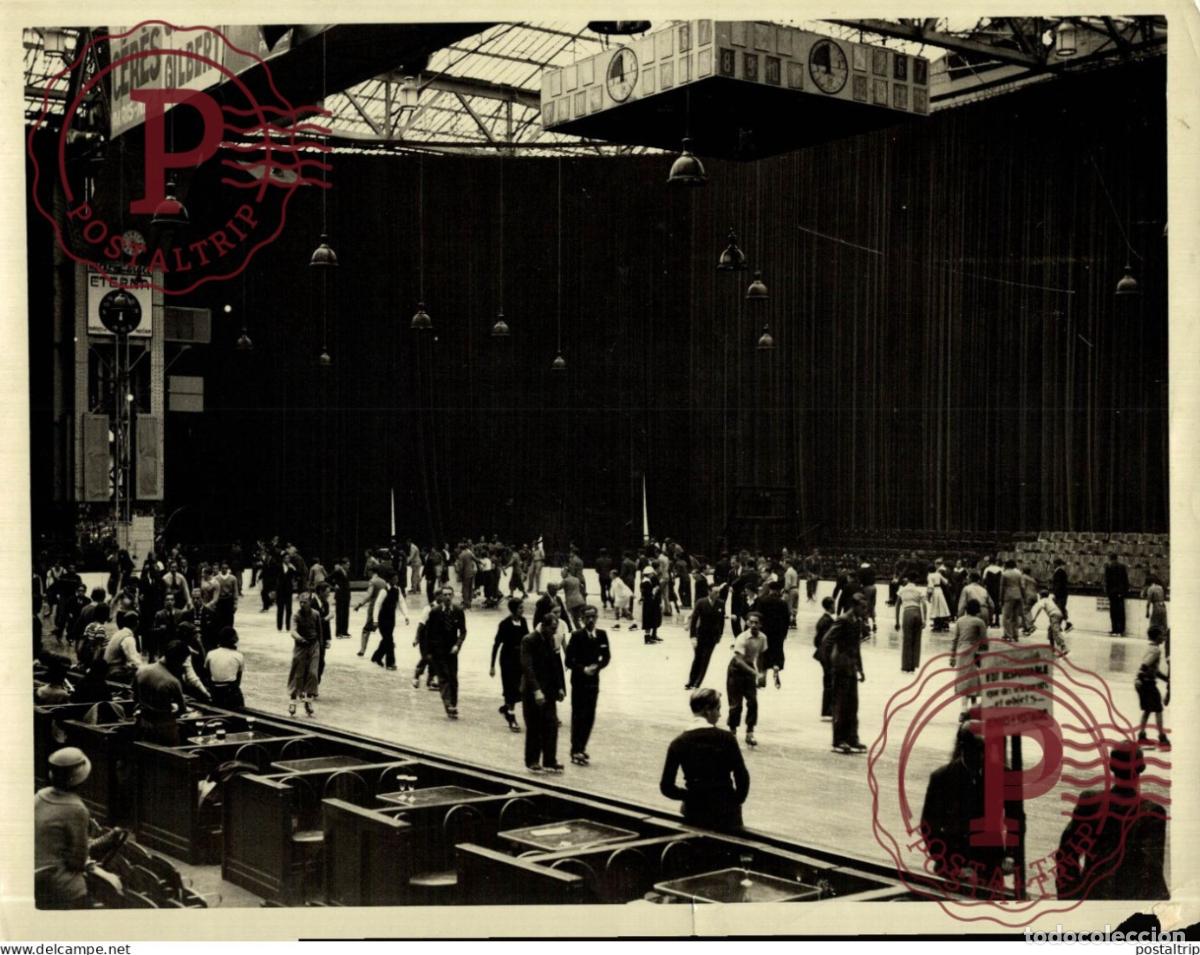 Fotograf&iacute;a antigua: 1933 PALAIS DU SPORTS patinage artistique 24*18CM ICE SHATING SCHAATSEN