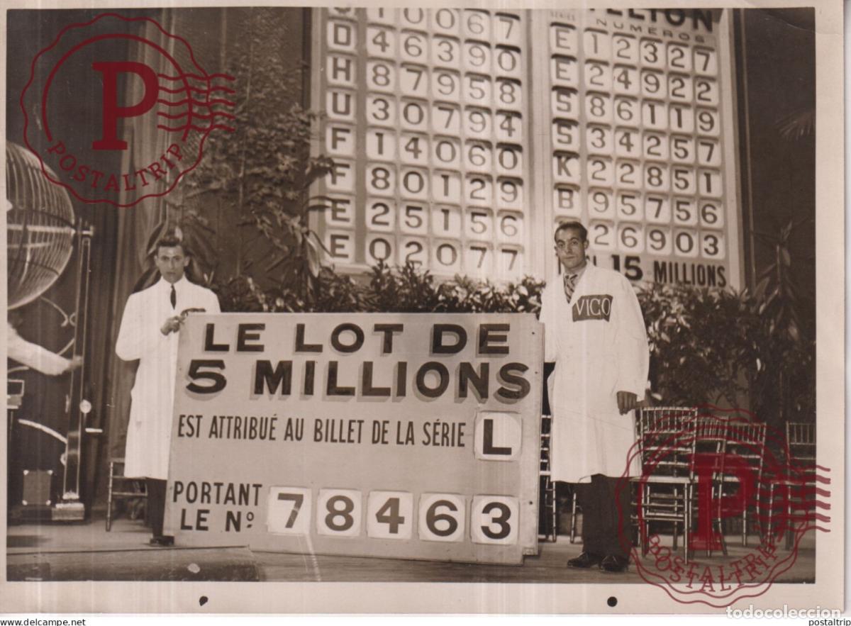 Fotografia antiga: LOTERIE NATIONALE FRANCAIS LOT DE 5 MILLIONS 18*13CM
