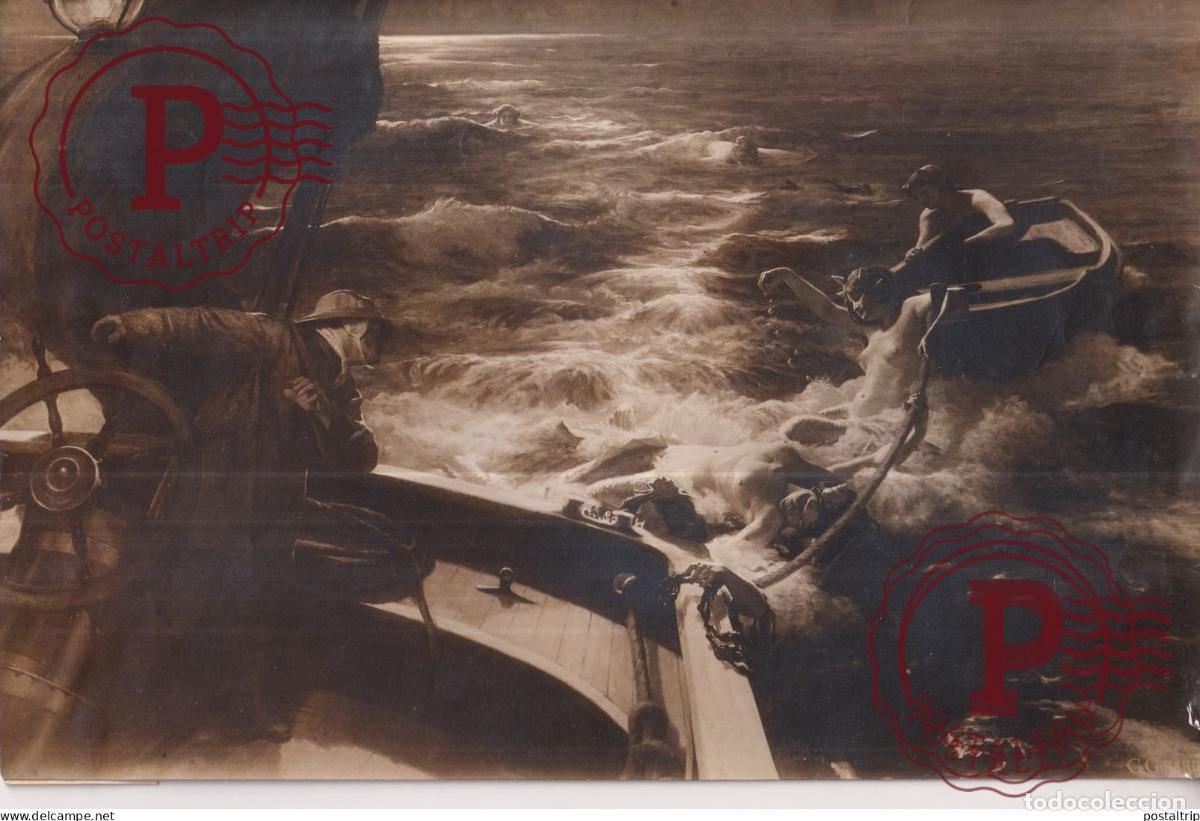 Fotografia antiga: DANS LE SILLAGE PAR G M J GIRARDOT 23*15CM
