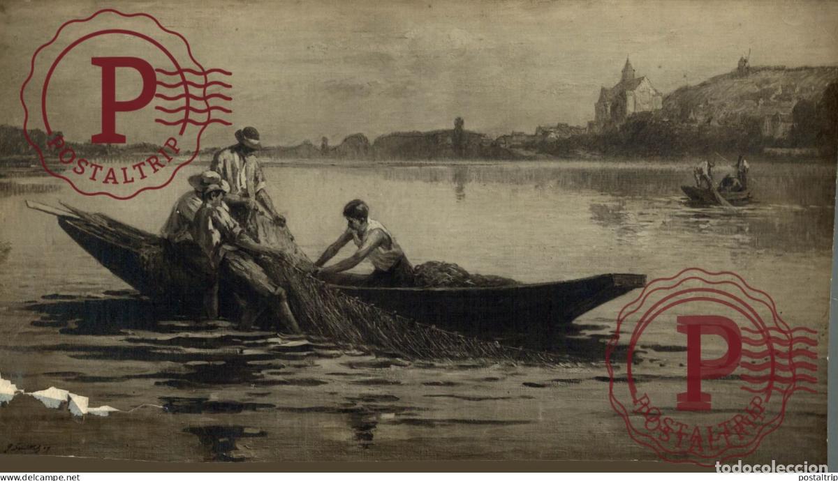 Fotografia antiga: PHOTOGRAPHIC PRINT SEE LEFT UNDER CORNER PECHE PECHEUR FISHERMEN VISSER 22*12CM