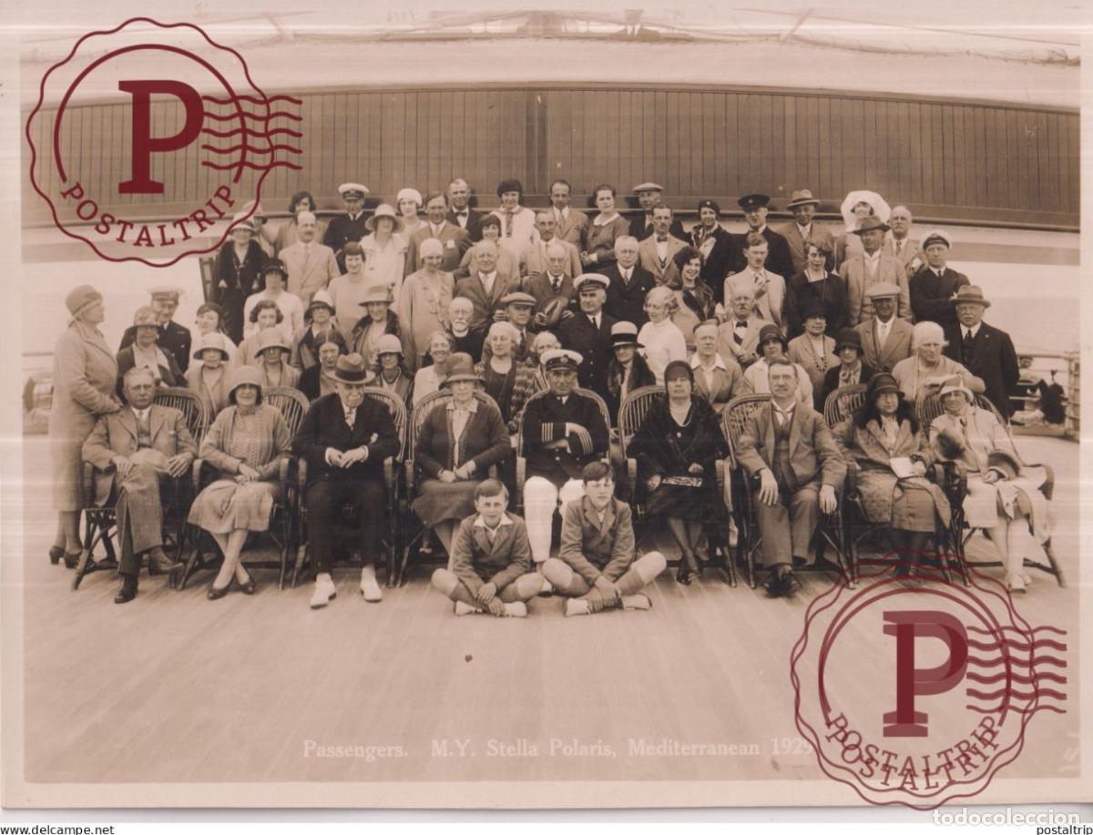 Fotograf&iacute;a antigua: STELLA POLARIS MEDITERRANEAN NAVIRE 1929 PASSENGERS 23*17CM