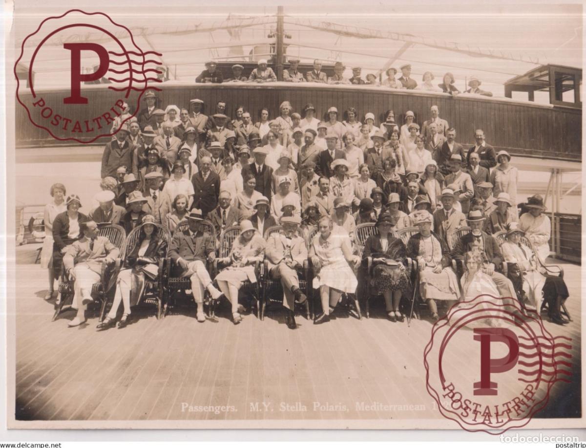 Fotograf&iacute;a antigua: STELLA POLARIS MEDITERRANEAN NAVIRE 1929 PASSENGERS 23*17CM
