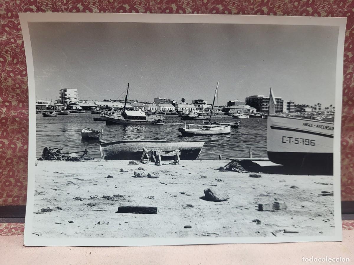 Fotograf&iacute;a antigua: ANTIGUA FOTOGRAFIA MAR MENOR MURCIA BARCAS DE PESCA LO PAGAN SAN PEDRO DEL PINATAR