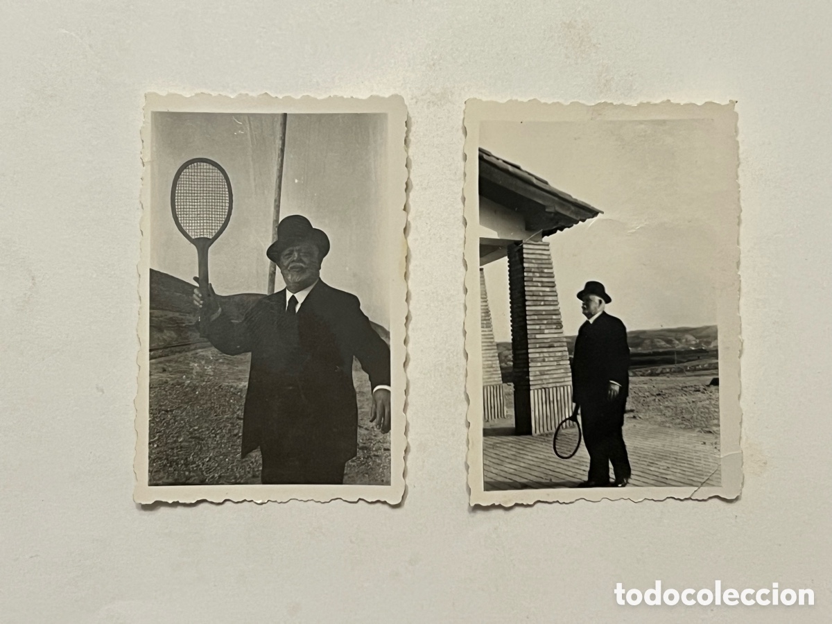 Fotograf&iacute;a antigua: ZARAGOZA. Mar&iacute;n Chivite.. (2) Fotograf&iacute;as Mi abuelo el tenista.. (h.1950?) Med&iacute;das: 5 x 7 cm