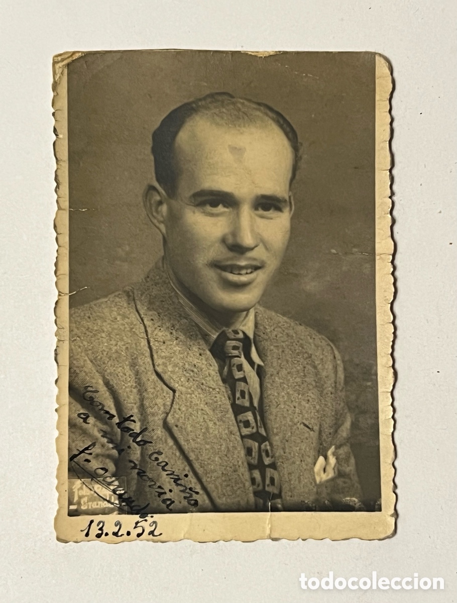 Fotograf&iacute;a antigua: GRANADA. Foto R&aacute;pida. Carrera Genil, Con todo Cari&ntilde;o a mi novia&hellip; apuesto enamorado (a.1952)