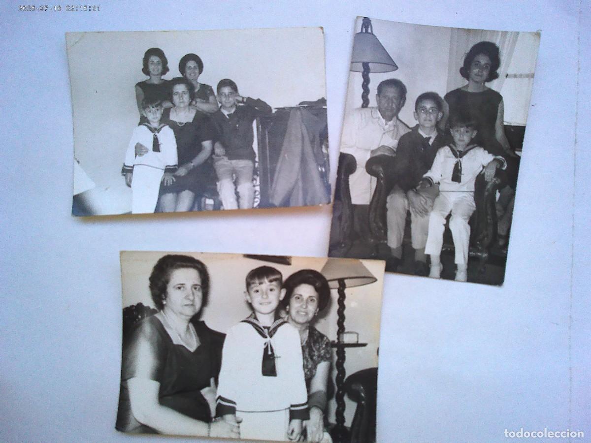 Fotograf&iacute;a antigua: LOTE DE 3 FOTOS DE NI&Ntilde;O DE PRIMERA COMUNION CON SU FAMILIA