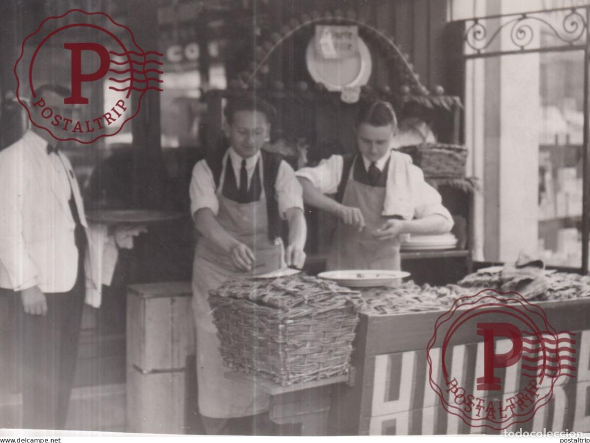 Photographie ancienne: LA VENTE DE HUITRES A COMMENCE MARCHAN RESTAURANT HUITRE OSTREICULTURE 22*14CM