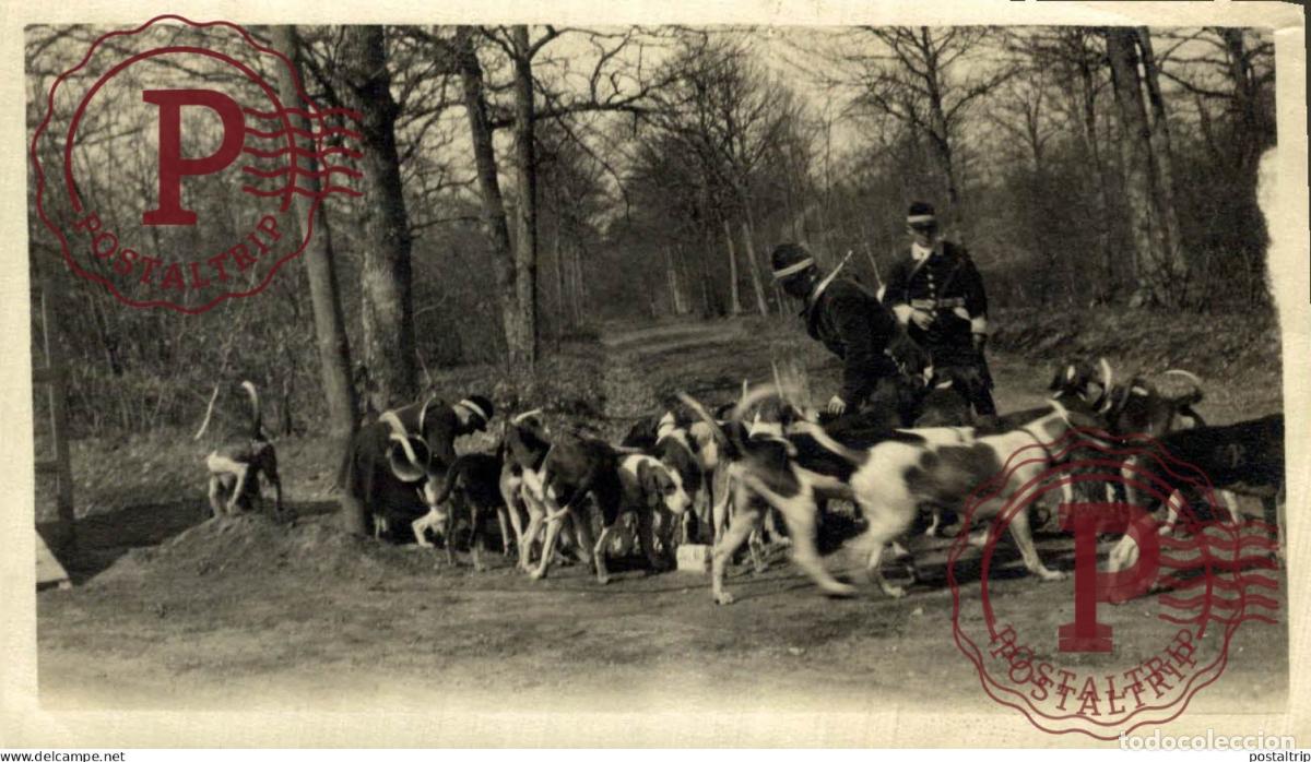 Fotografia antiga: CHASSE A COUR HUNTING CHASSEURS 11*7CM