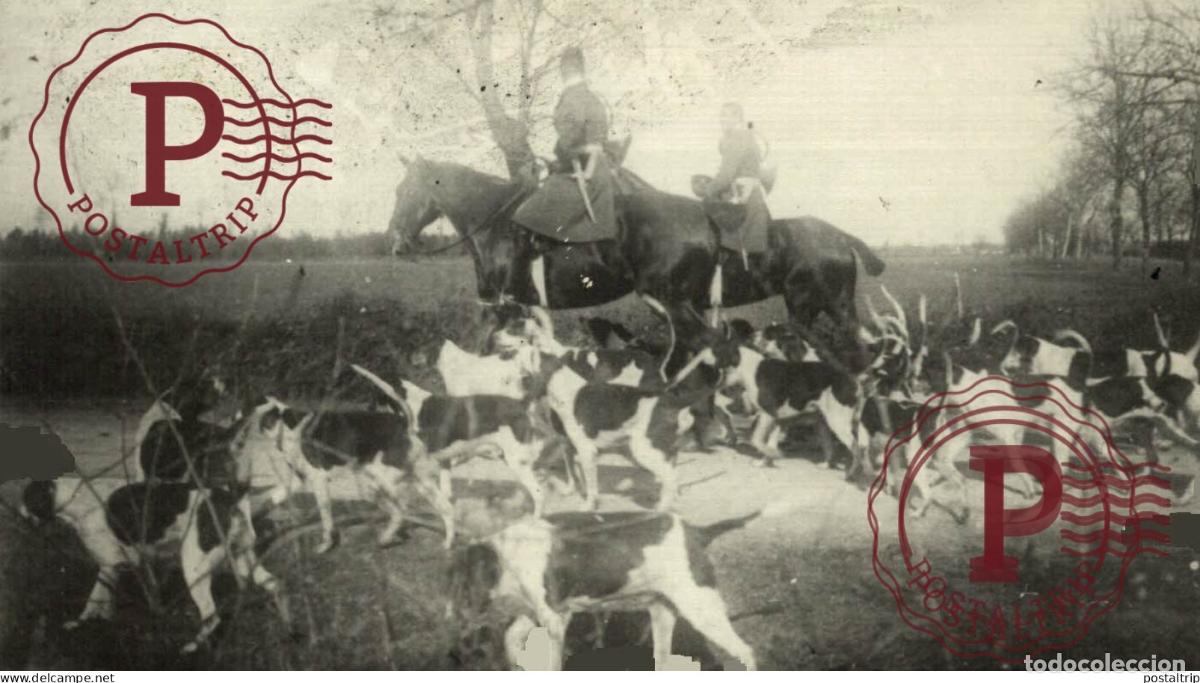 Fotografia antiga: CHASSE A COUR HUNTING CHASSEURS 12*7CM