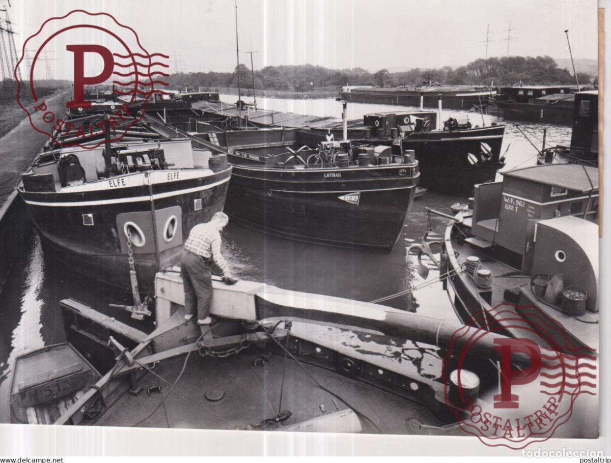 Fotografia antica: WASSERSTRASSENZOLL BERLIN SOWJETZONALEN BINNENSCHIFF BERLINFAHRER HERENHAFEN SPUNDWAND 21*16CM