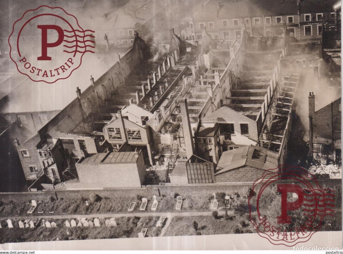 Fotografia antica: SALUSBURY ROAD KILBURN LONDON UK ENGLAND FIRE INCENDIE POMPIERS FIREMEN BRANDWEER 20*15CM