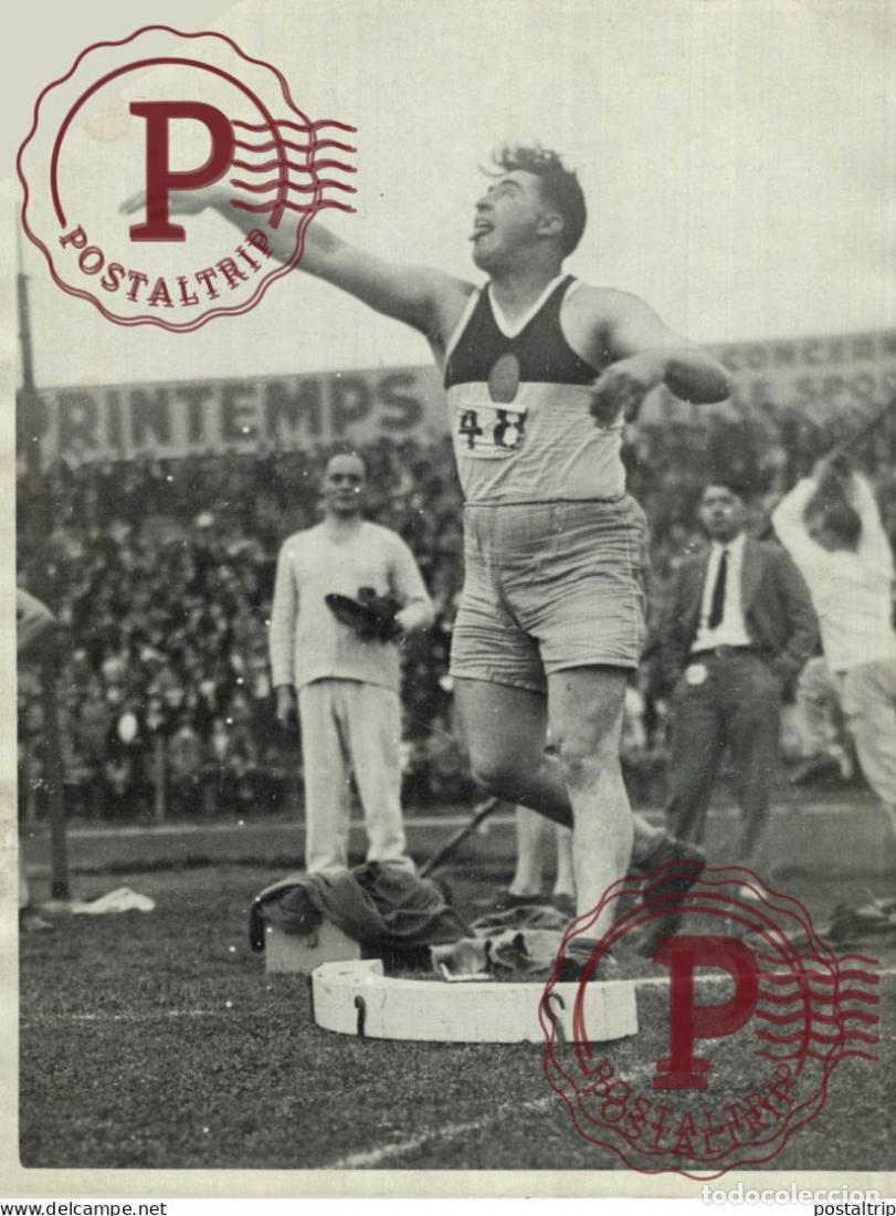 Fotografia antica: MISSING CORNER ATHLETISME A COLOMBES LANCEMENT POIDS DUHOUR PHOTO MEURISSE 18*13CM
