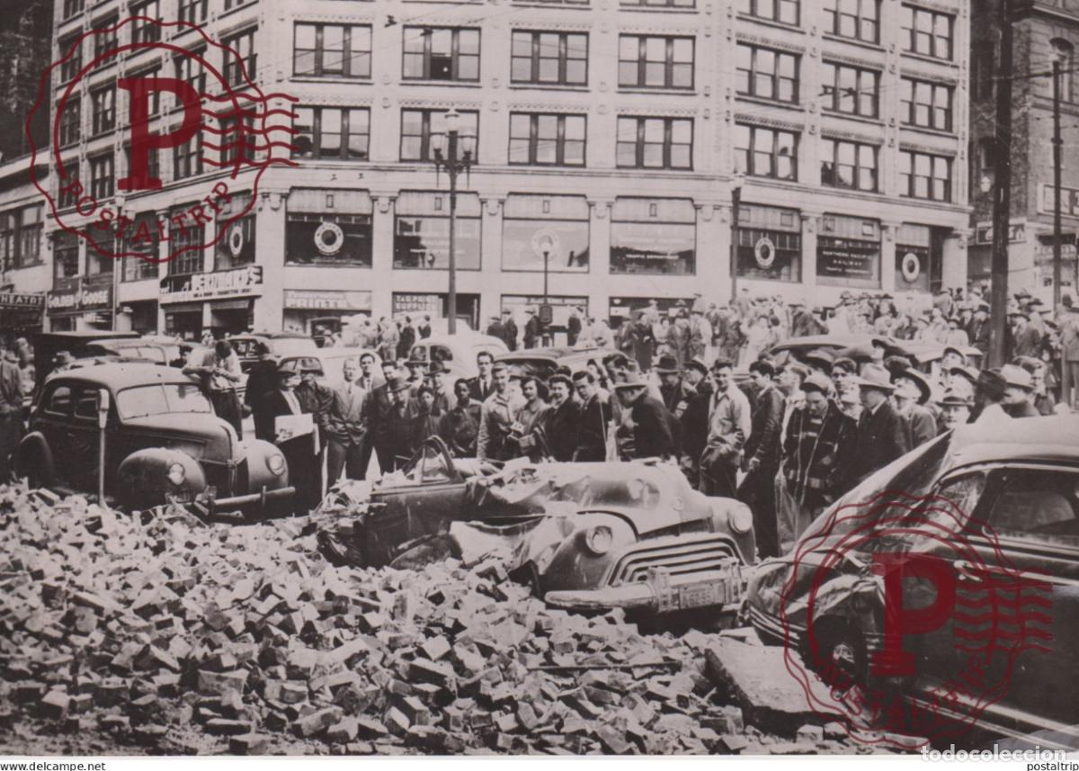 Fotografia antiga: USA SEATTLE AMERIQUE Tremblement de Terre Ruines EARTHQUAKE 20*15CM