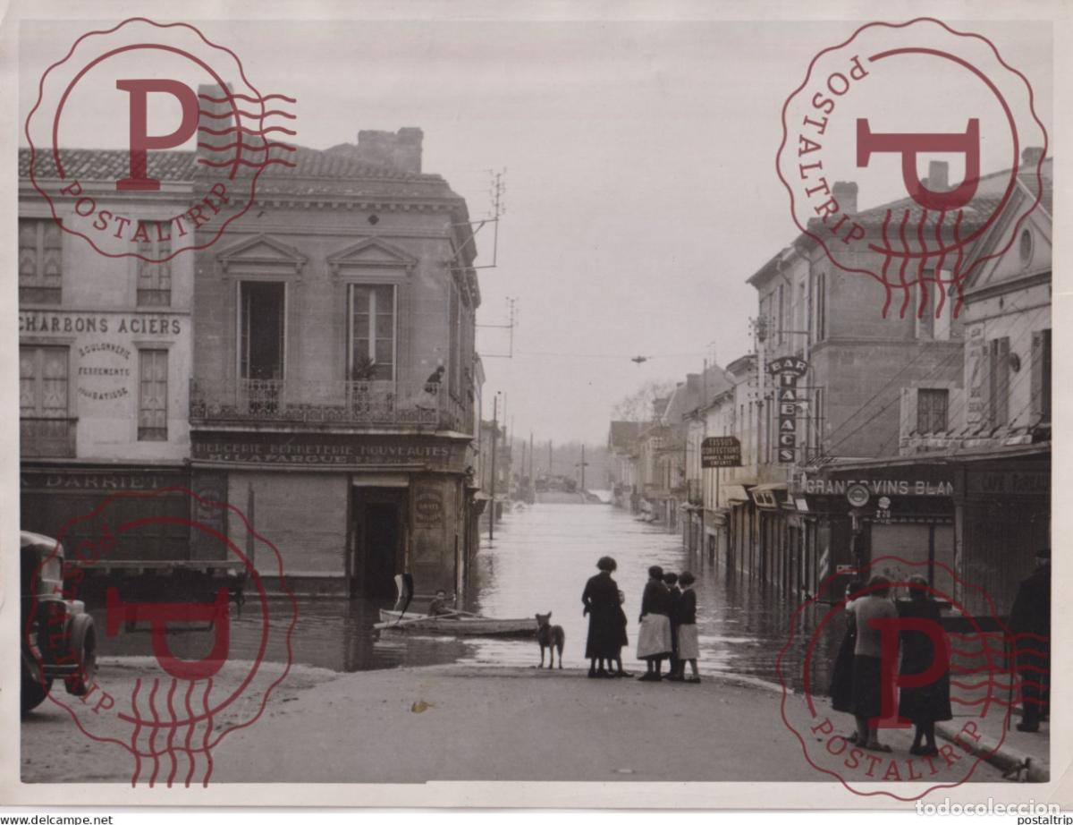 Fotograf&iacute;a antigua: INUNDATIONS GITONDE LA CAMPAGNE ENVIRONS BORDEAUX FRANCE 24*18CM