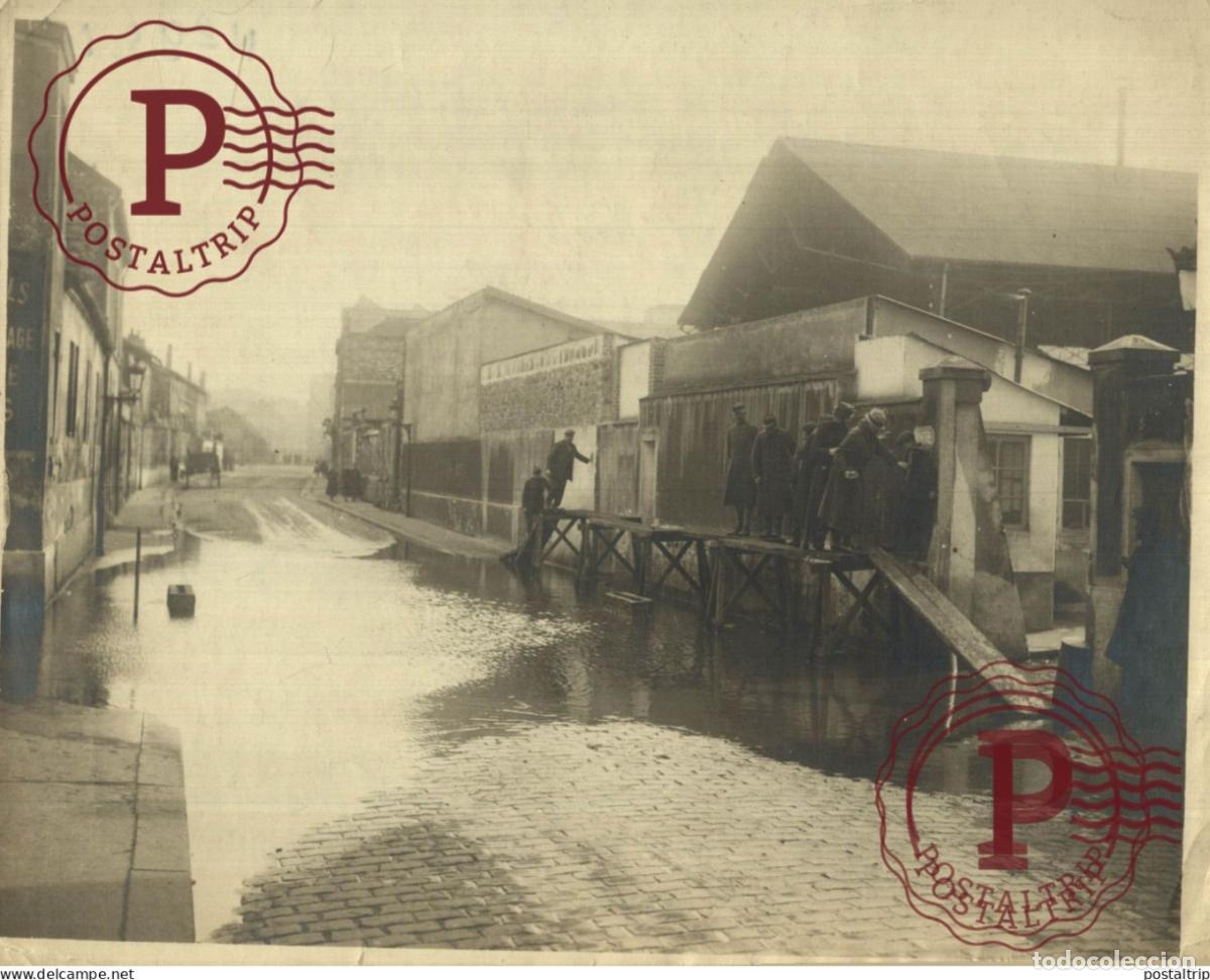 Fotograf&iacute;a antigua: 1919 RUE DE JAVEL INONDATIONS FRANCE 24*18CM