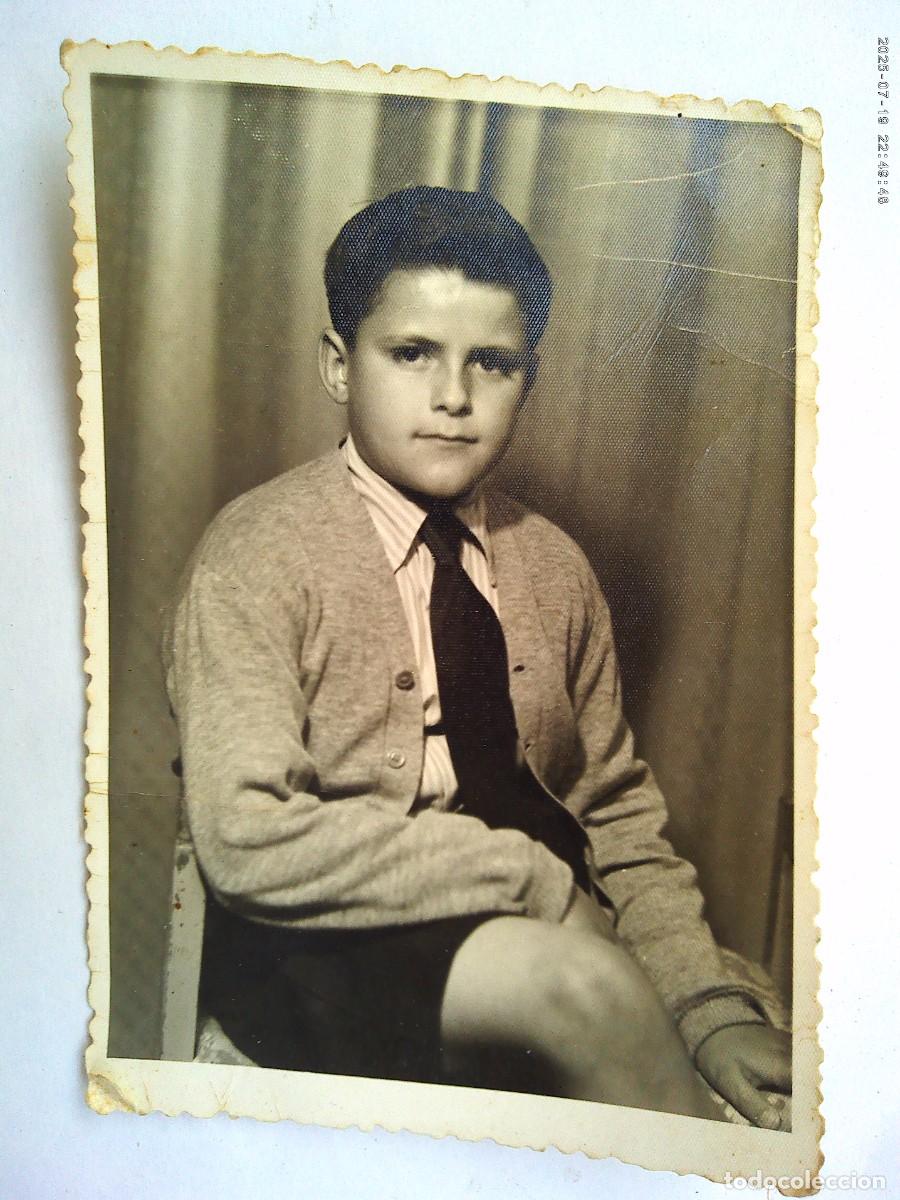 Fotograf&iacute;a antigua: BONITA FOTO DE NI&Ntilde;O ELEGANTE CON CORBATA Y PANTALON CORTO . MERCERIA DEL DUQUE
