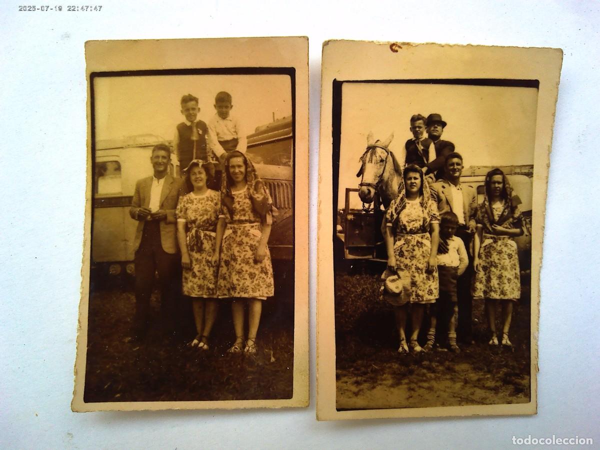 Fotograf&iacute;a antigua: LOTE DE 2 PEQUE&Ntilde;AS FOTOS DE GENTE DE ROMERIA, CHICAS , CABALLO, CAMION, ETC