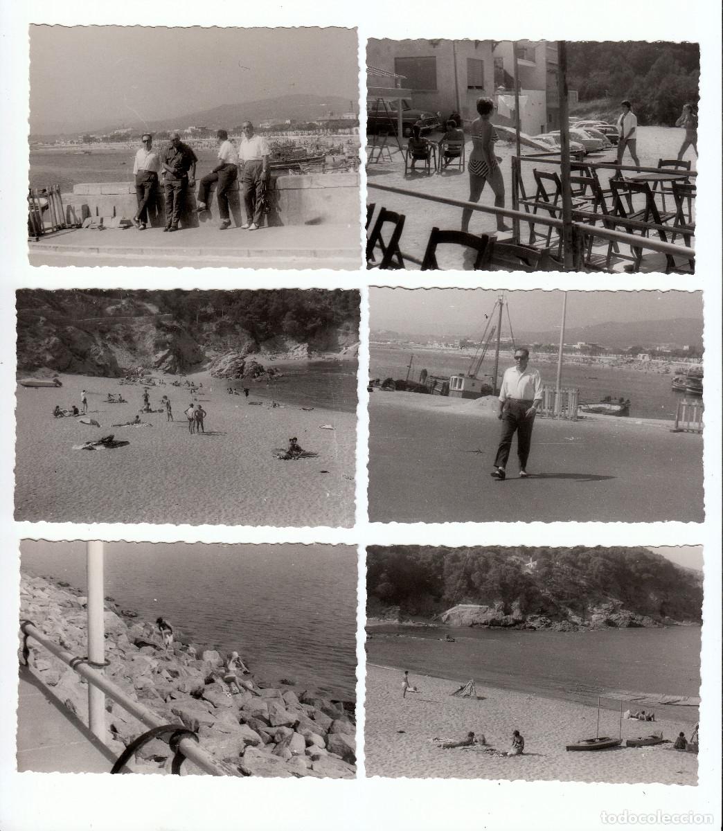 Fotograf&iacute;a antigua: Lote 6 fotos. Puerto pesquero. Playa. Ba&ntilde;istas. A&ntilde;os 60 pc