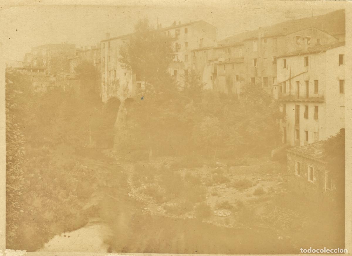 Fotograf&iacute;a antigua: Preciosa foto. Casas junto a un barranco. Cuenca?. A&ntilde;os 40-50 pc