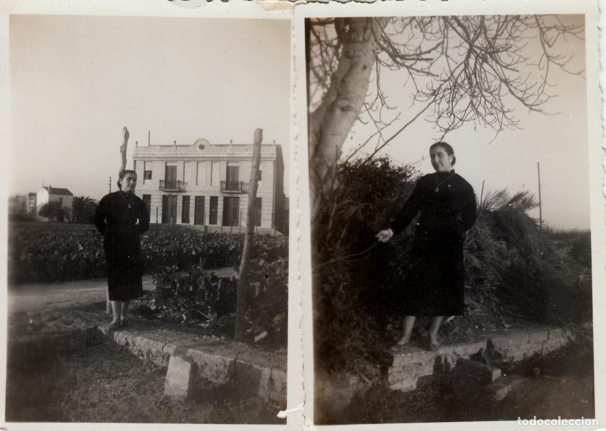 Fotograf&iacute;a antigua: 2 fotos. Mujer en la huerta de Val&egrave;ncia?. A&ntilde;os 40 pc