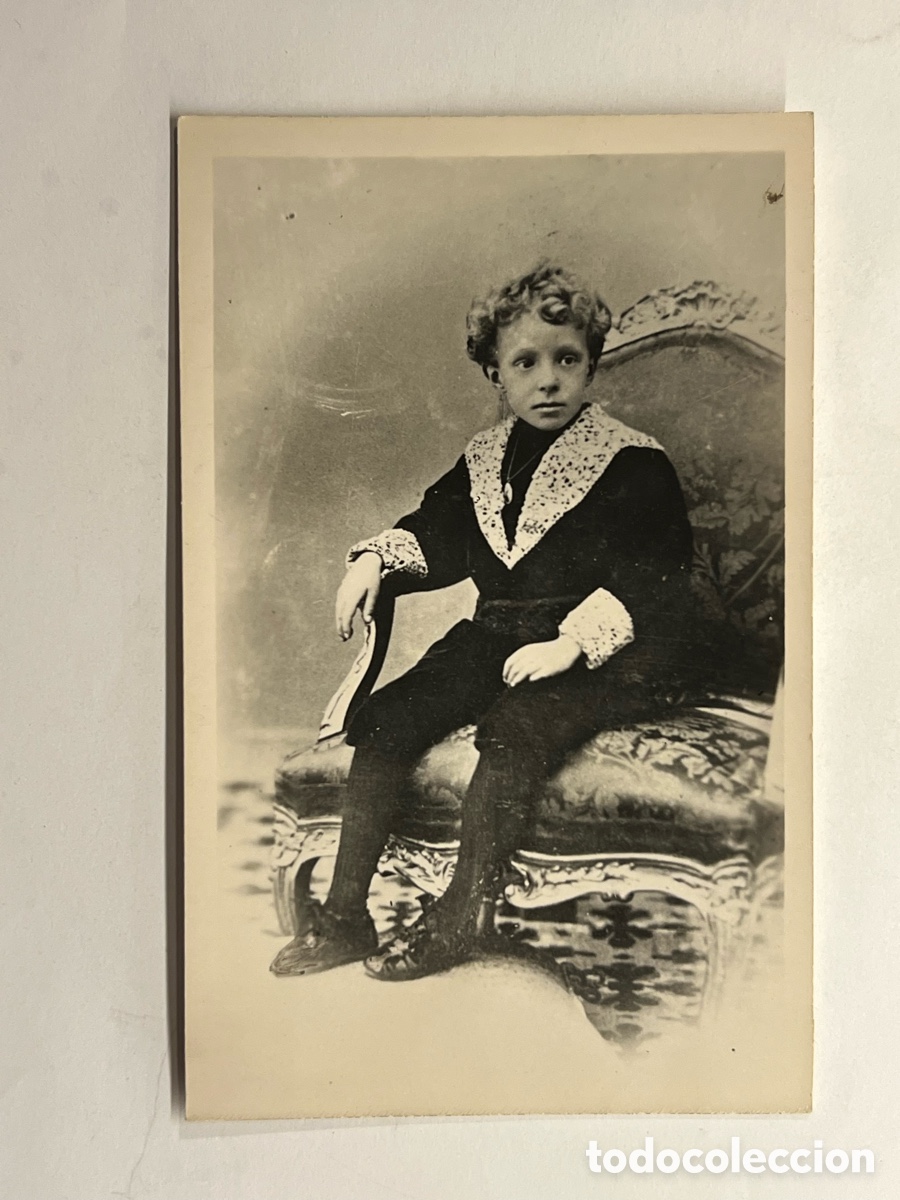 Fotograf&iacute;a antigua: ALFONSO XIII (de ni&ntilde;o) Rey de Espa&ntilde;a&hellip; Foto Palomeque, Madrid (h.1890?)