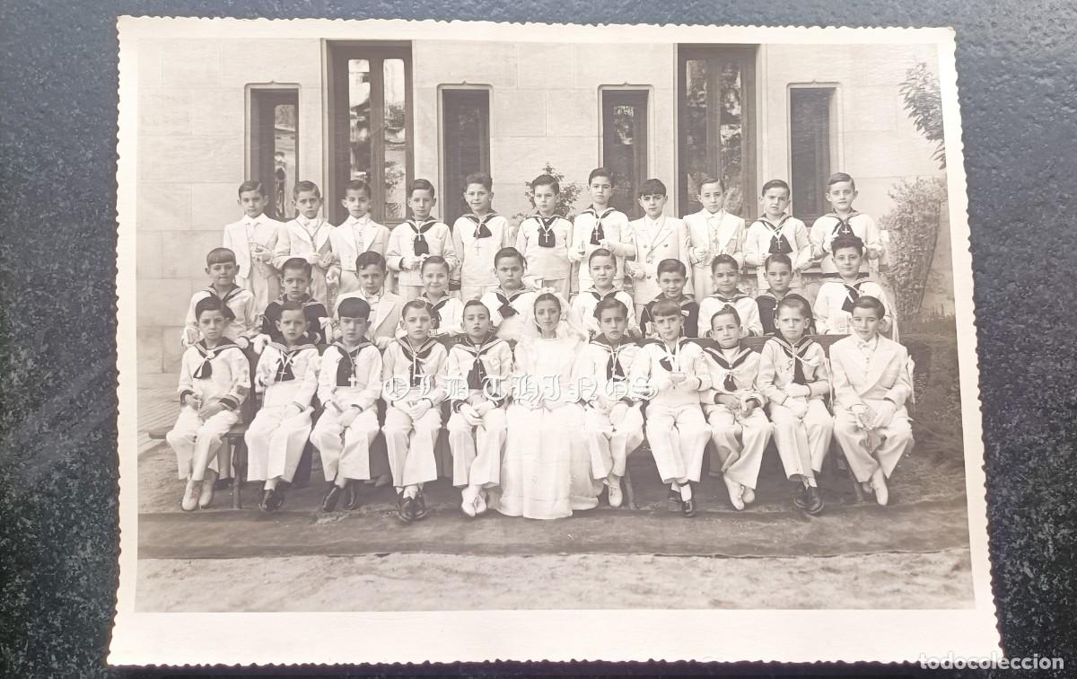 Antique Photography: FOTOGRAFIA DEL COLEGIO DE NUESTRA SE&Ntilde;ORA DEL PILAR, MADRID, ALUMNOS EN SU PRIMERA COMUNION, A&Ntilde;O 1950