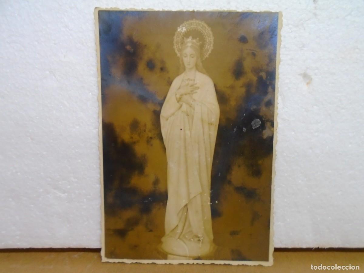 Photographie ancienne: VIRGEN MARIA INMACULADA&rdquo;AVE MARIA PURISIMA&rdquo;POESIA EN REVERSO.MURCIA 1948.VER FOTOS 12X8 CM.