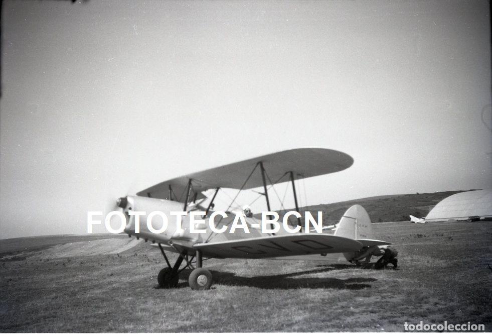 Fotografia antica: NEGETIVO ACETATO AVION BIPLANO A&Ntilde;OS 40/50 POSIBLEMENTE ESPA&Ntilde;A