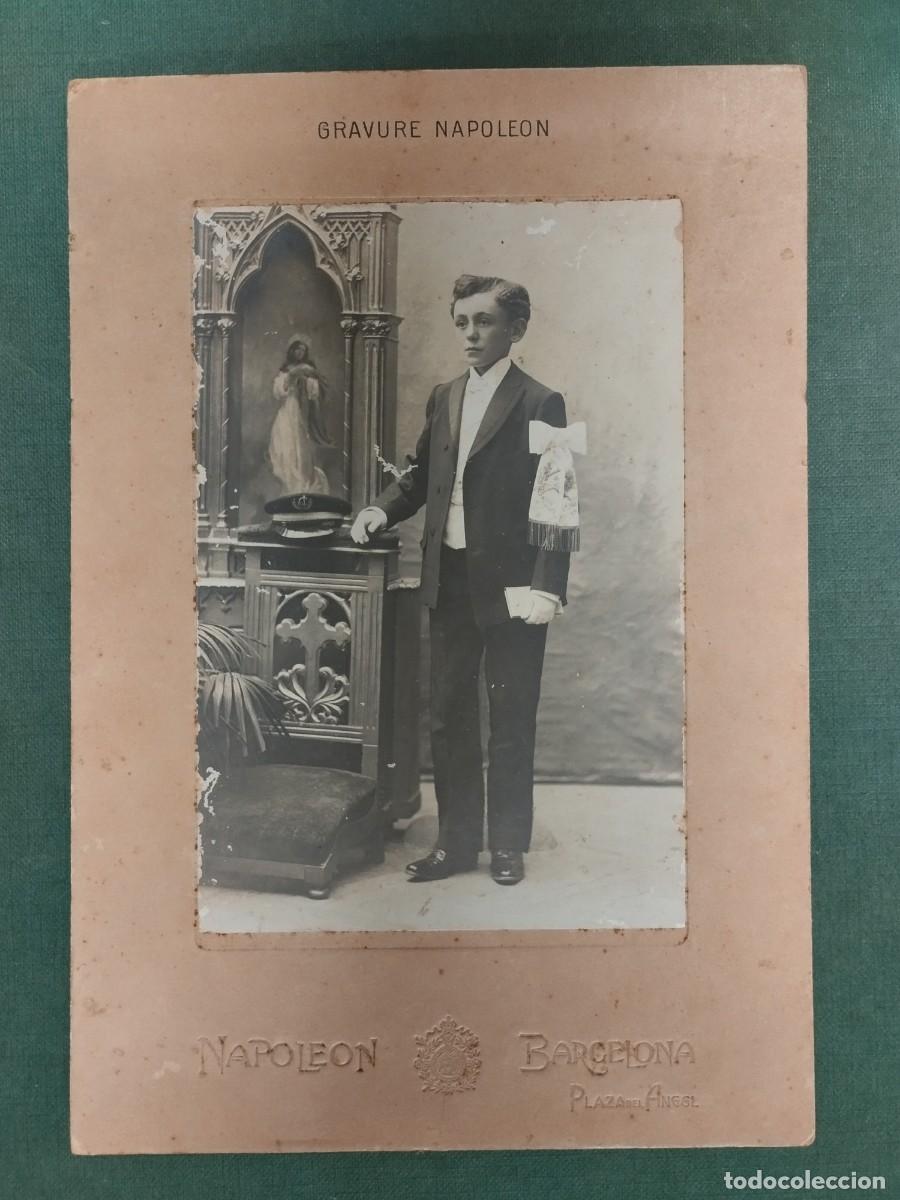 Antique Photography: FOTO NI&Ntilde;O PRIMERA COMUNION FOTOGRAFO NAPOLEON BARCELONA CARTON DURO