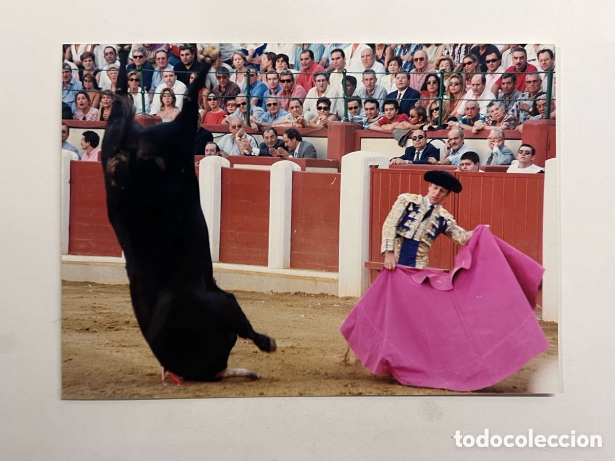 Fotograf&iacute;a antigua: TOROS. Torero EL JOSELITO.. Toro volador&hellip; (a.2000) Medidas: 12,5 x 18 cm.,