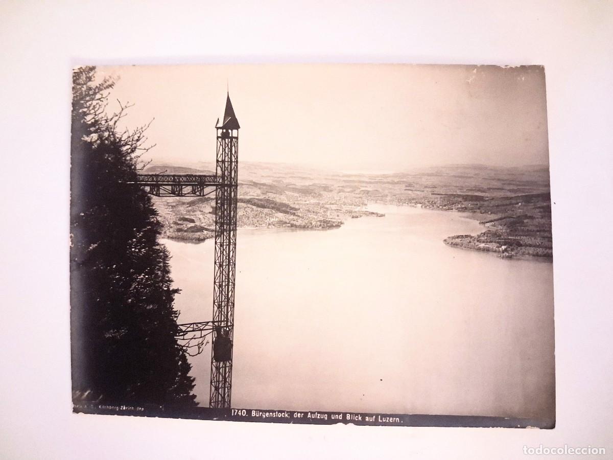 Fotograf&iacute;a antigua: Fotografia antigua, b&uuml;rguenstock der aufzug und Blick auf Luzern, Suiza