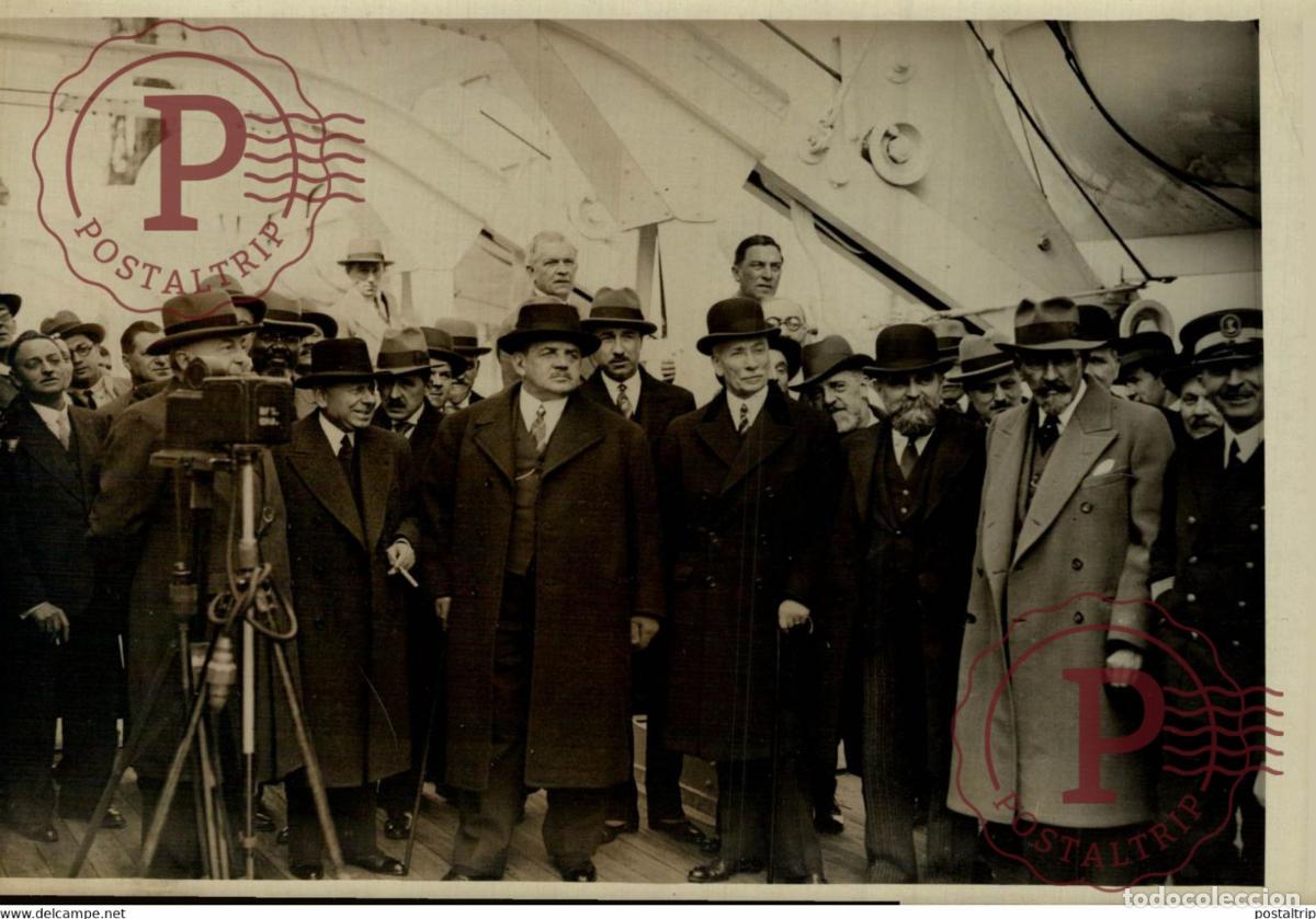 Antique Photography: DEPART MR HERRIOT POUR L AMERIQUE 18*13CM Photo Meurisse Paris collectionmeurisse