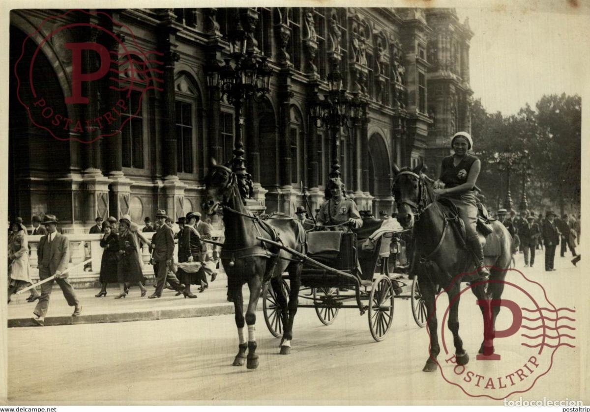 Fotografia antica: BARON HONGROIS KERESZTES ET SA FEMME PARIS TILBURY CHEVAL BUDAPEST 18*13CM Photo Meurisse Paris col