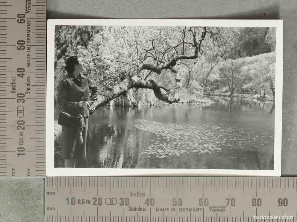 Fotograf&iacute;a antigua: FOTOGRAFIA. Mujer contemplando un lago HACIA 1970