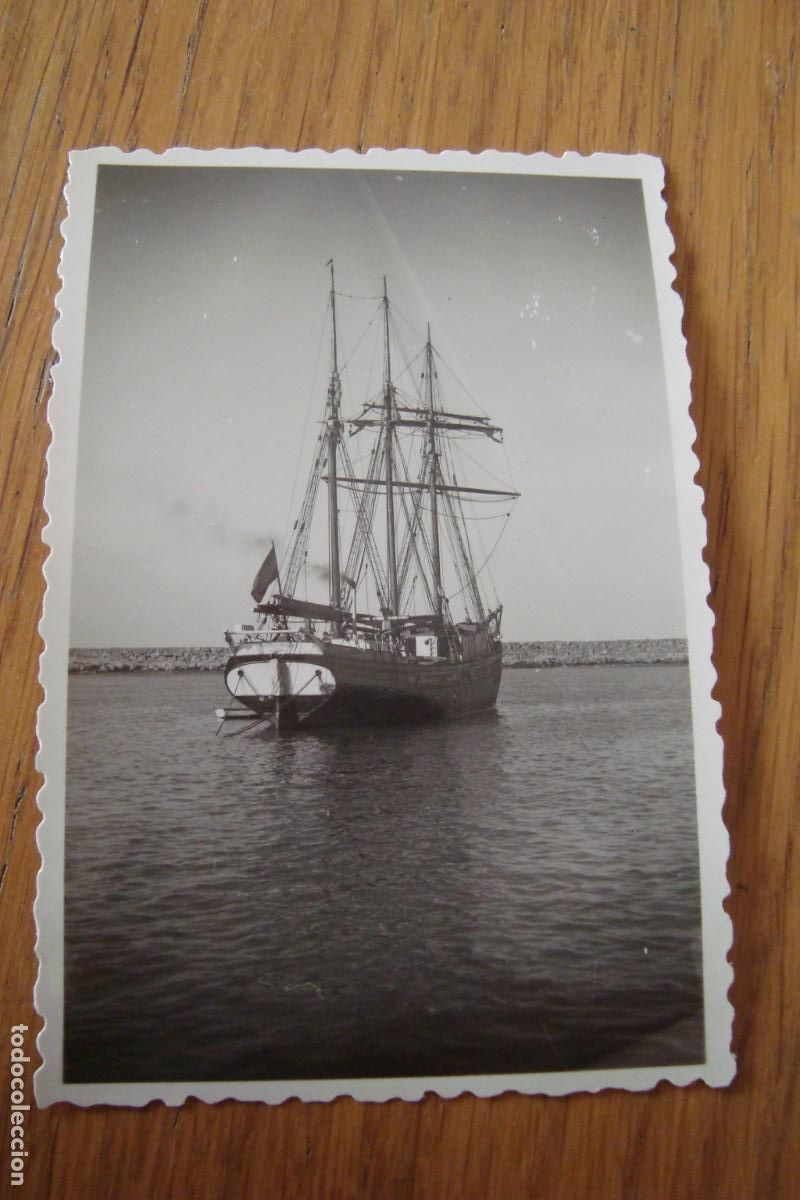 Fotograf&iacute;a antigua: ANTIGUA FOTOGRAFIA BARCO DE VELA GANDIA VALENCIA 1952.