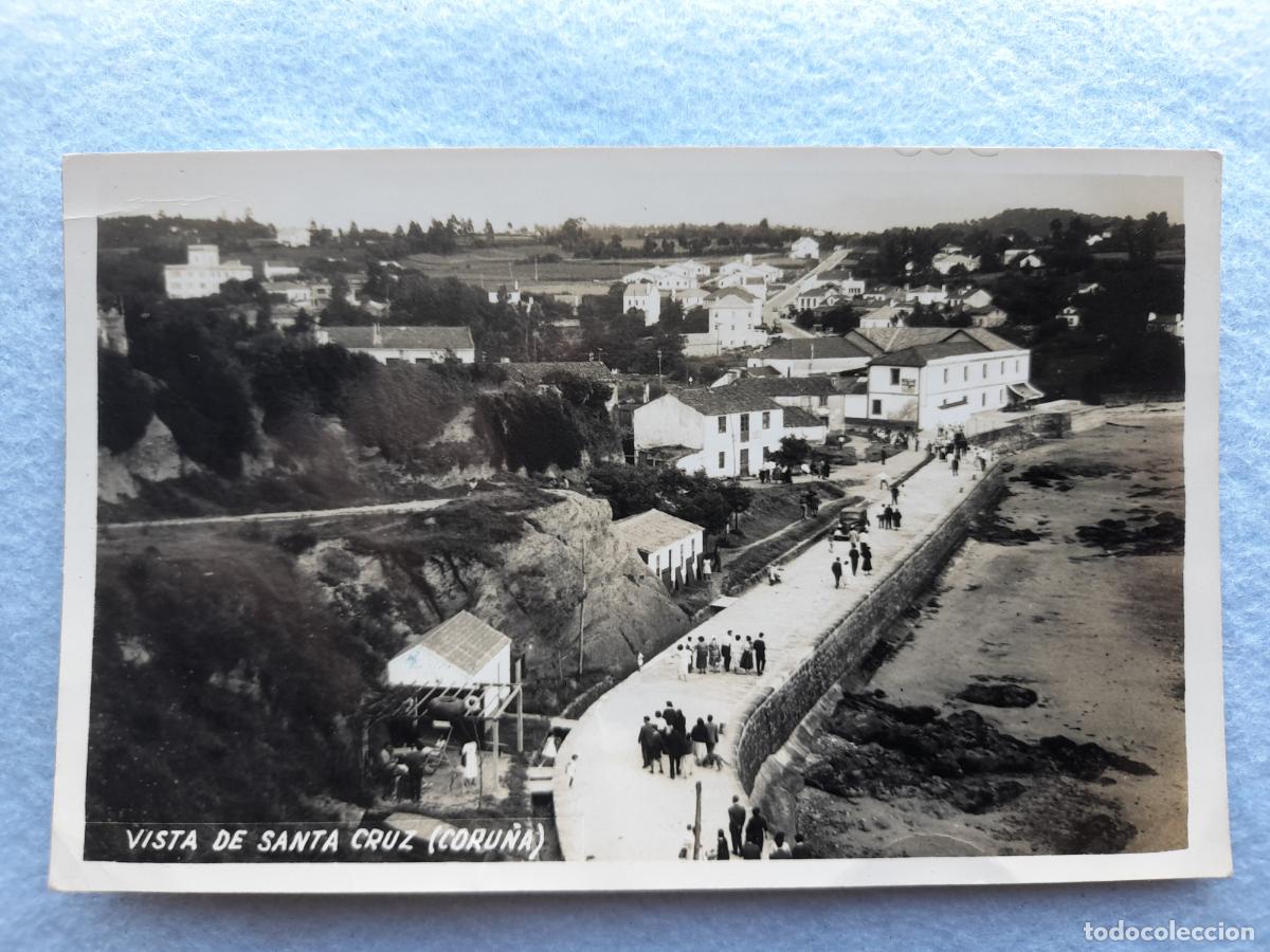 Alte Fotografie: Fotograf&iacute;a antigua de La Coru&ntilde;a. Vista de Santa Cruz. Foto Ferrer. La Coru&ntilde;a.
