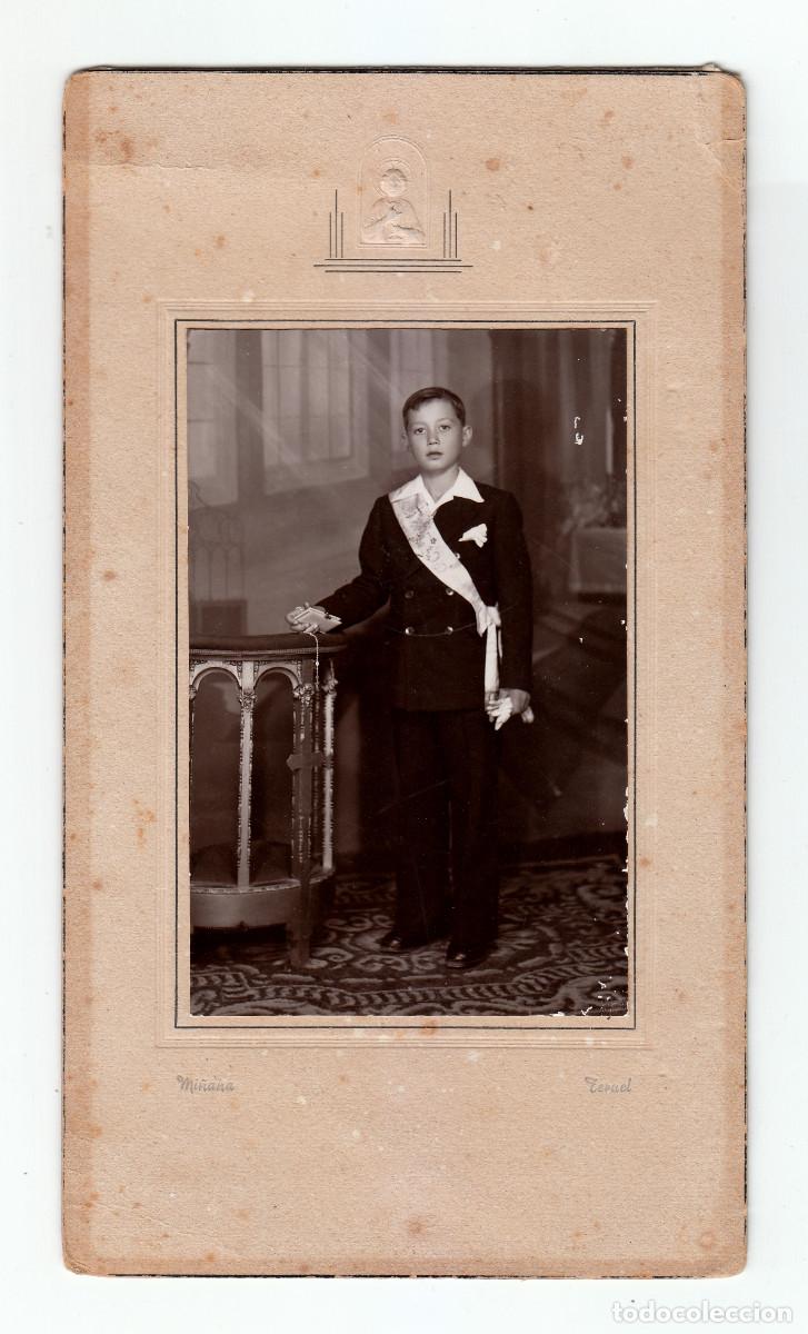 Fotograf&iacute;a antigua: Mi&ntilde;ana, Teruel. Ni&ntilde;o guapo de Comuni&oacute;n. A&ntilde;os 20-30.